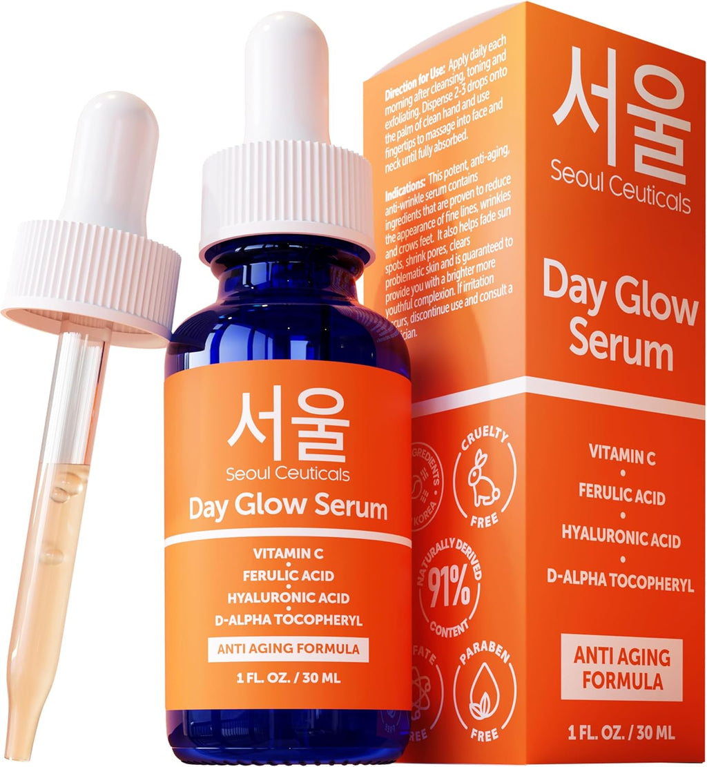 Korean Skin Care K Beauty - 20% Vitamin C Hyaluronic Acid Serum + CE Ferulic Acid Provides Potent Anti Aging, Anti Wrinkle Korean Beauty 1oz