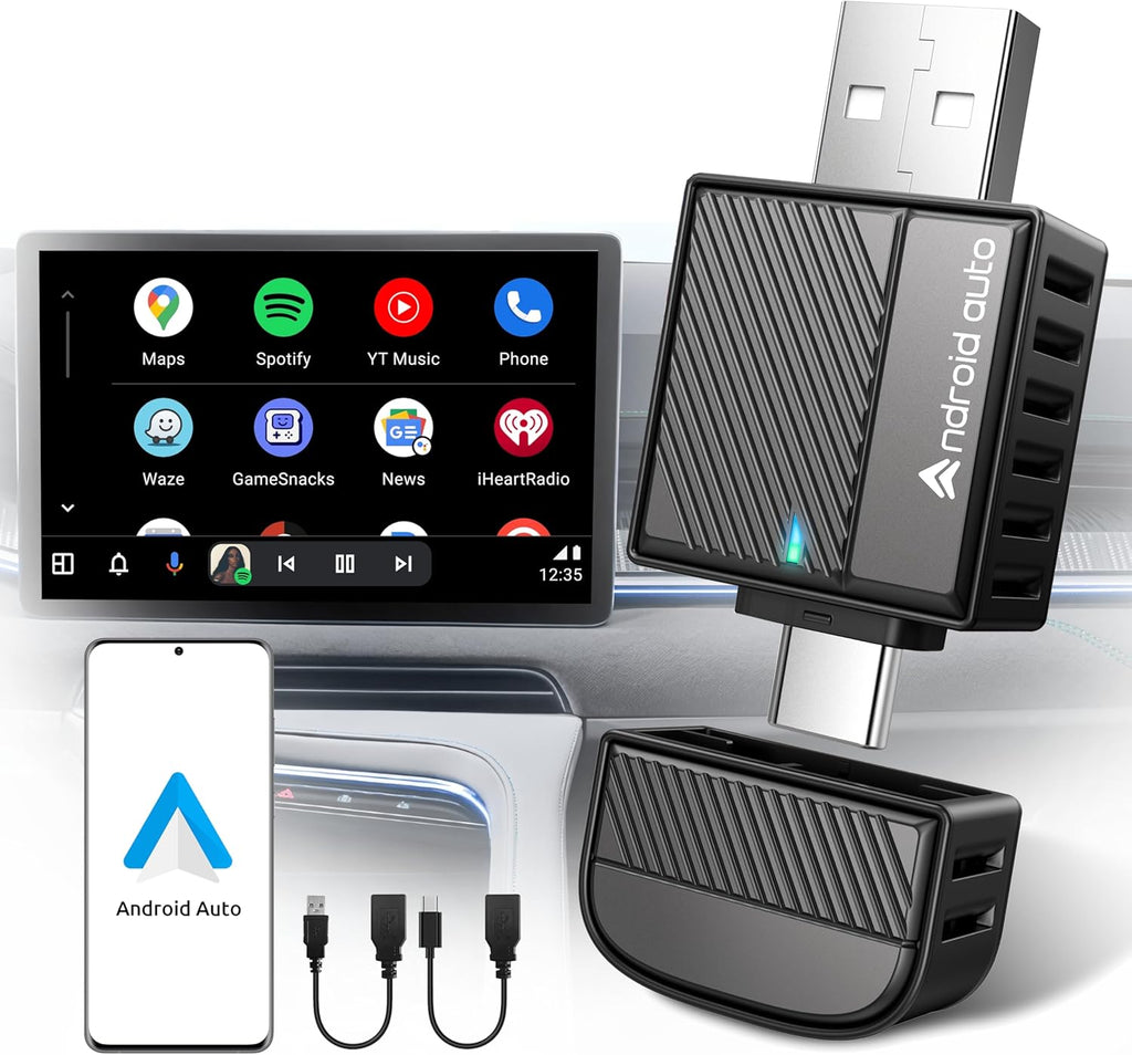 ByteWave Android Auto Wireless Adapter UK, 2025 Wireless Android Auto Adapter [Easy Setup Plug&Play Latency-Free] Converts OEM Wired to Wireless, Compatible with OEM Android Auto Equipped Vehicles