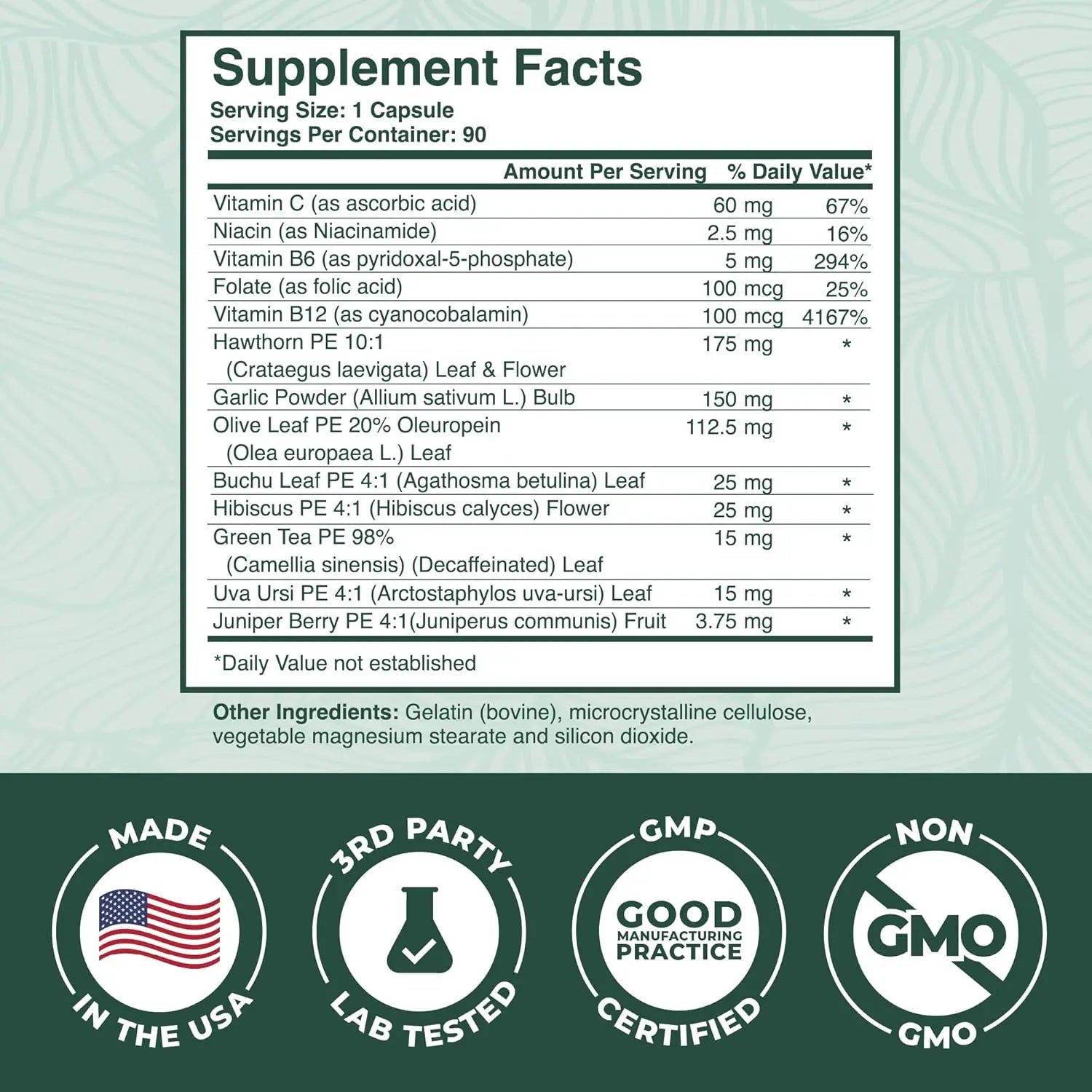PurePremium Blood Pressure Supplements with Hawthorn Berry, Hibiscus, Garlic & Vitamin B12- Nitric Oxide Supplement for Normal Heart Health, Circulation Health & Blood Pressure Support - 90ct