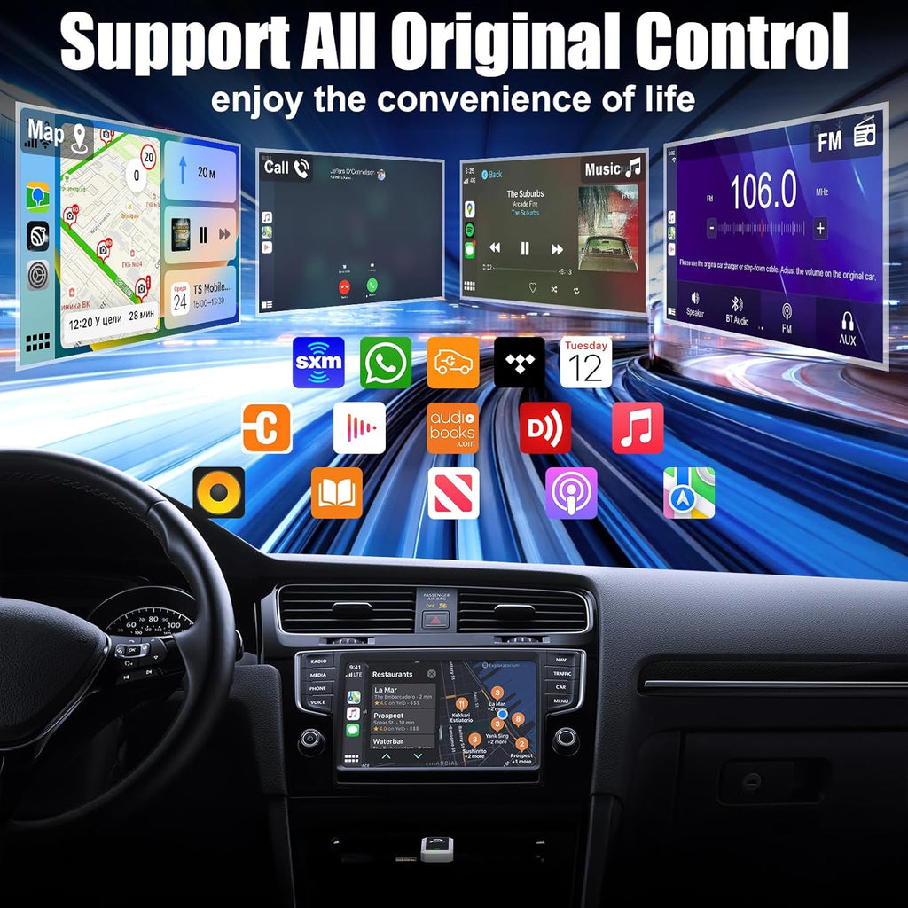 PWAYTEK Wireless CarPlay Adapter 2025 for iPhone – Convert Wired to Wireless CarPlay, 5GHz WiFi & Bluetooth 5.0, Plug & Play, Auto-Connect, Compatible with Cars 2016+ & iOS 10+