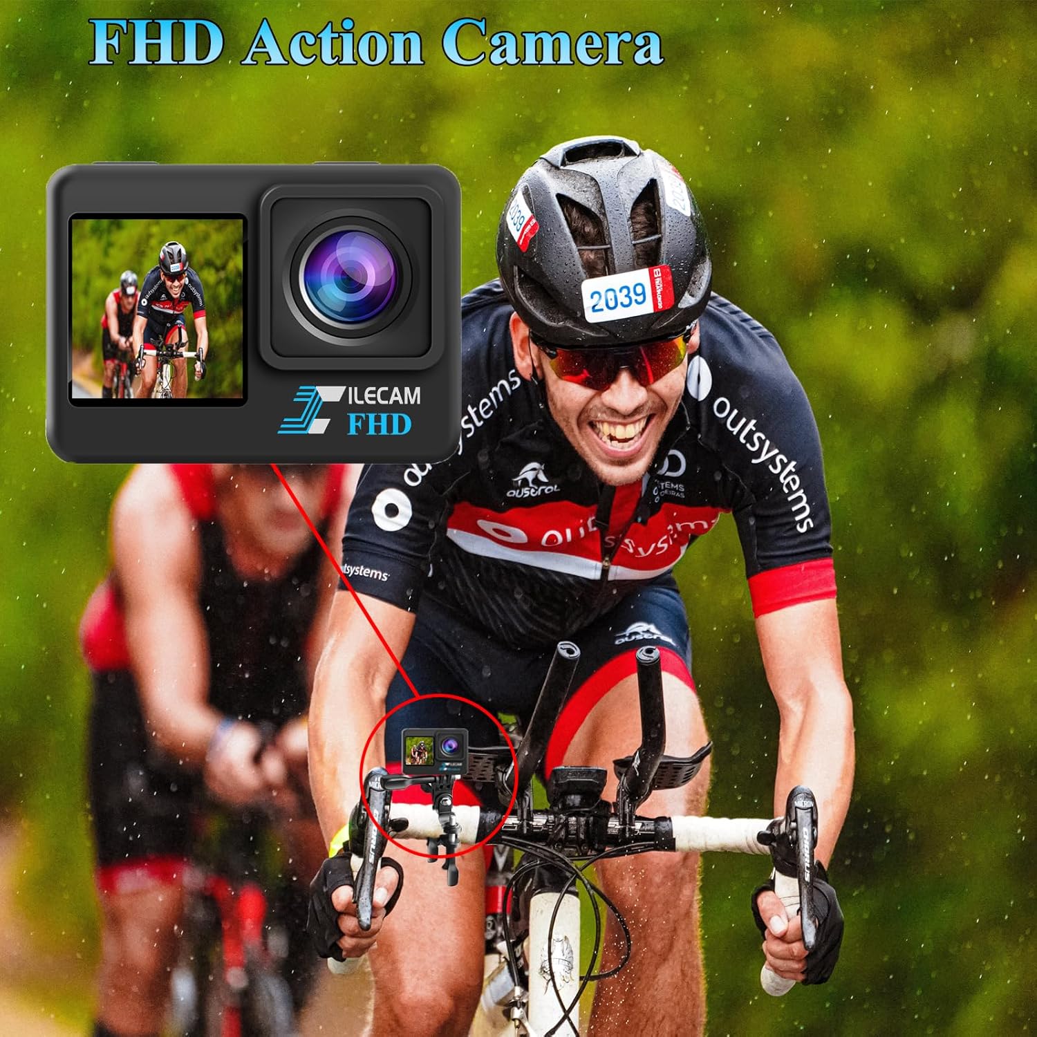 Dual Screen Action Cam 1080P 32GB Map Waterproof Camera, 4x Zoom, 131ft (40m), Waterproof Underwater Camera with 2 x 1050mAh Battery and Multifunctional Accessories