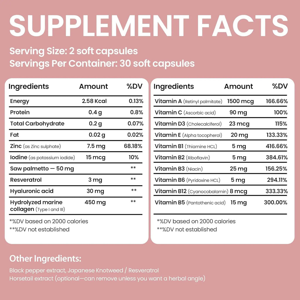 Hair Growth Vitamins Hair Growth Supplements For Women | Supports Thickness And Strength | Helps Reduce Breakage And Thinning | Promotes Healthy Scalp Function | 60 Capsules