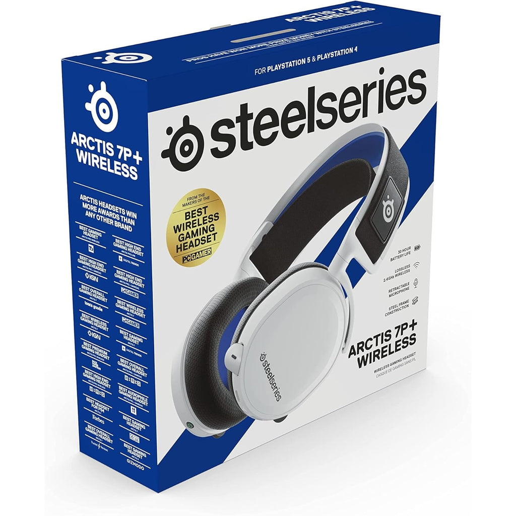 SteelSeries Arctis 7P+ Wireless Gaming Headset – Lossless 2.4 GHz – 30 Hour Battery Life – USB-C – 3D Audio – For PS5, PS4, PC, Mac, Android and Switch - White