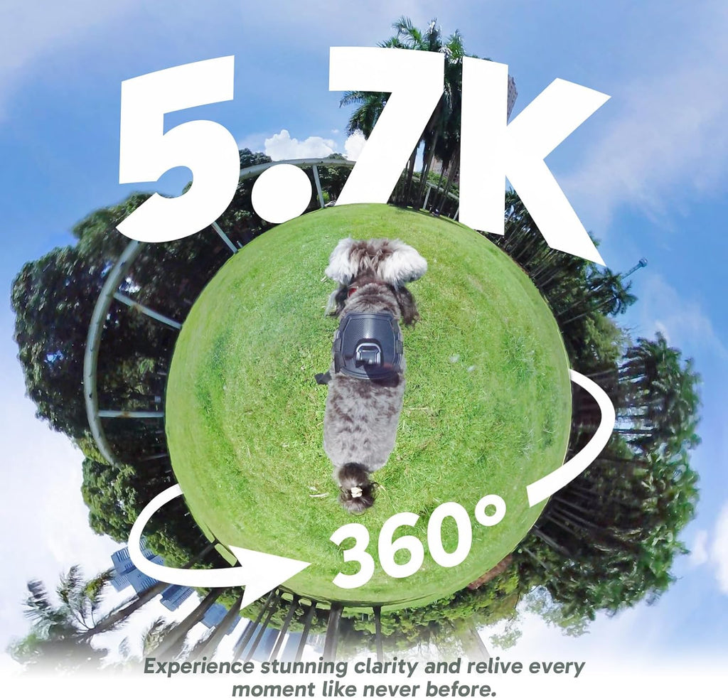 AKASO 360° Action Cam - 5.7K 72MP 360 Degree Action Camera with Dual 1/2 Inch 48MP Sensors, 2.29 Inch Touch Screen, Invisible Selfie Stick Effect, 360° Horizon Lock, AI Tracking, 2 x 1350 mAh Battery