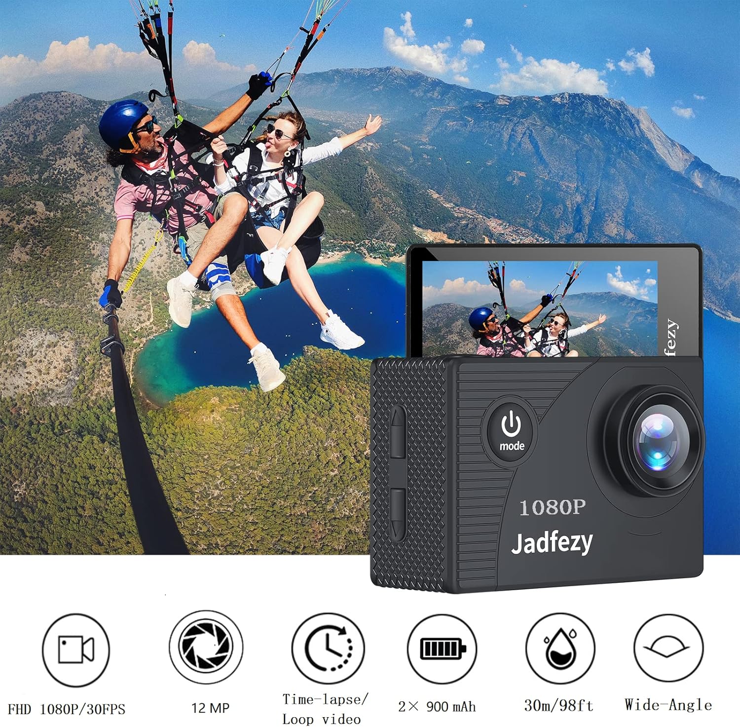 Jadfezy Action Cam FHD 1080P with 32GB Card