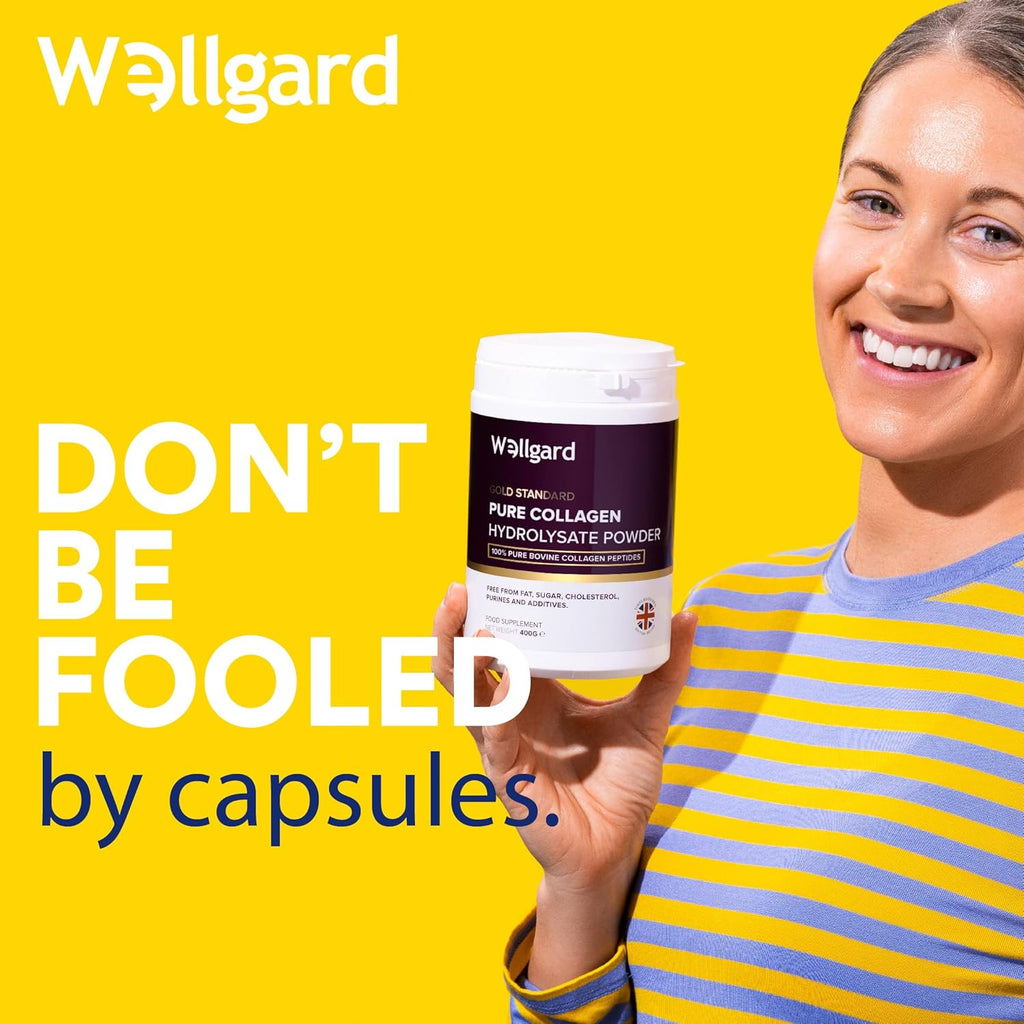 Wellgard Collagen Powder, Bovine Collagen Peptides Powder - High Levels of The 8 Essential Amino Acids, Collagen Supplement, Halal & Kosher, Made in UK