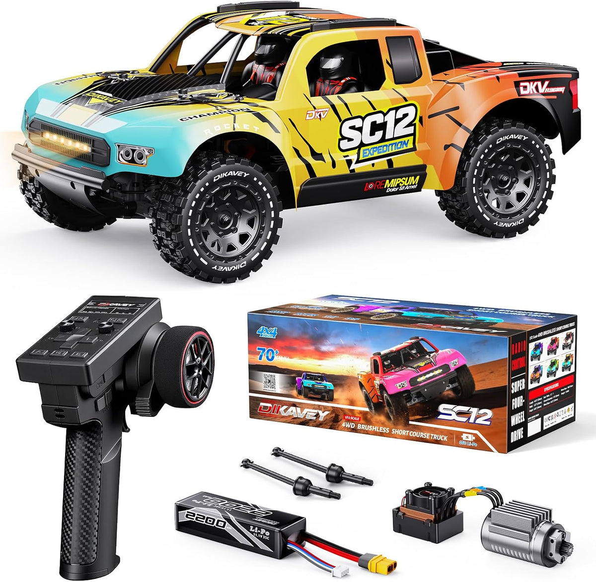 1/12 Brushless Remote Control Car RTR, Rc Drift Short-Course Truck