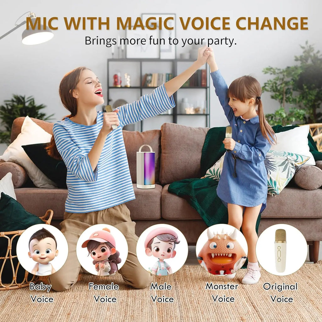 JYX Mini Karaoke Machine for Kids and Adults, Portable Bluetooth 5.3 Karaoke Speaker with 1 Wireless Microphones, Popular Birthday Gifts for Girls Boys Age 3-12+, Singing Machine with Party Lights