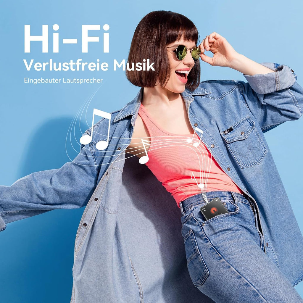 64GB MP3 Player with Bluetooth 5.3, AGPTEK 2.4" Full Touch Screen MP3 Music Player with Speaker, FM Radio, Voice Recorder, E-Book， Line-in Recording