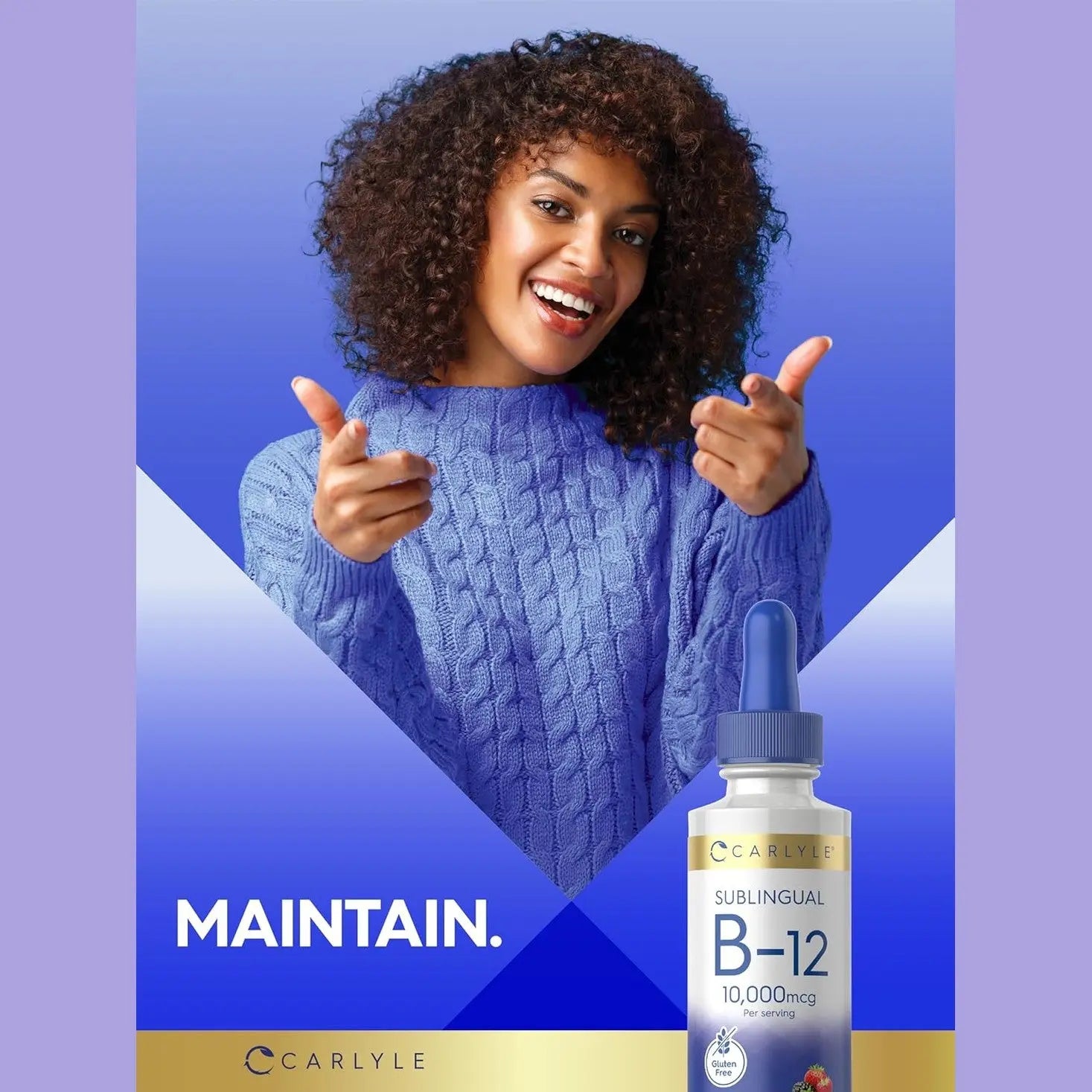 Carlyle Vitamin B12 Sublingual Liquid Drops | 10,000mcg | 2 fl oz | Vegetarian, Non-GMO, Gluten Free