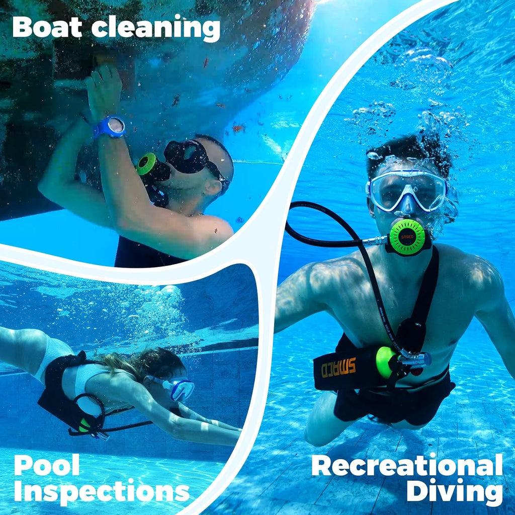 Scuba Tank 1L Mini Scuba Tank Support 15-20 Minutes Underwater Breathing(No More Than 30m) Scuba Diving Accessories Diving Oxygen Tanks for Water Rescue/Diving Sightseeing/Backup Air Source, Black