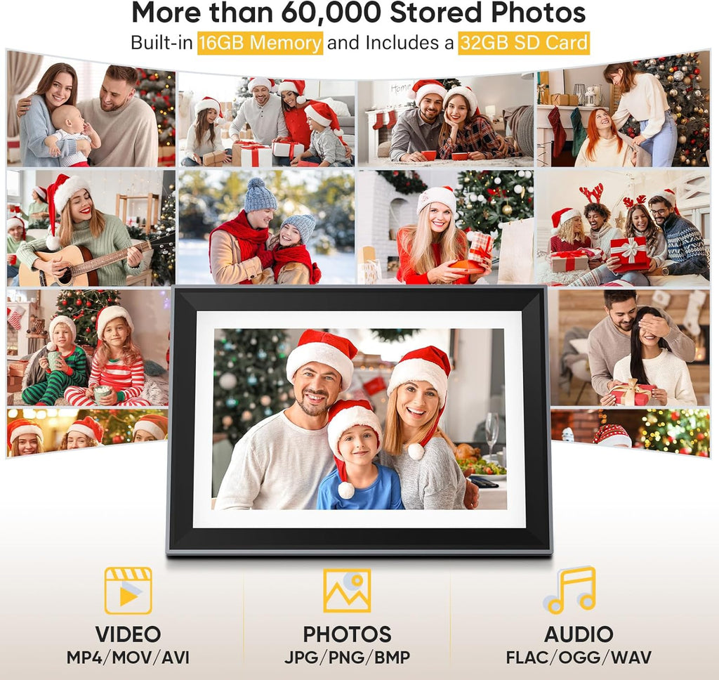 FamBrow 10.1 Inch WiFi Digital Photo Frame, Electronic Picture Frame with 16GB Storage+32GB Card, Digital Picture Frame with 1280x800 HD IPS Touch Screen, Instant Photo/Video Sharing via App
