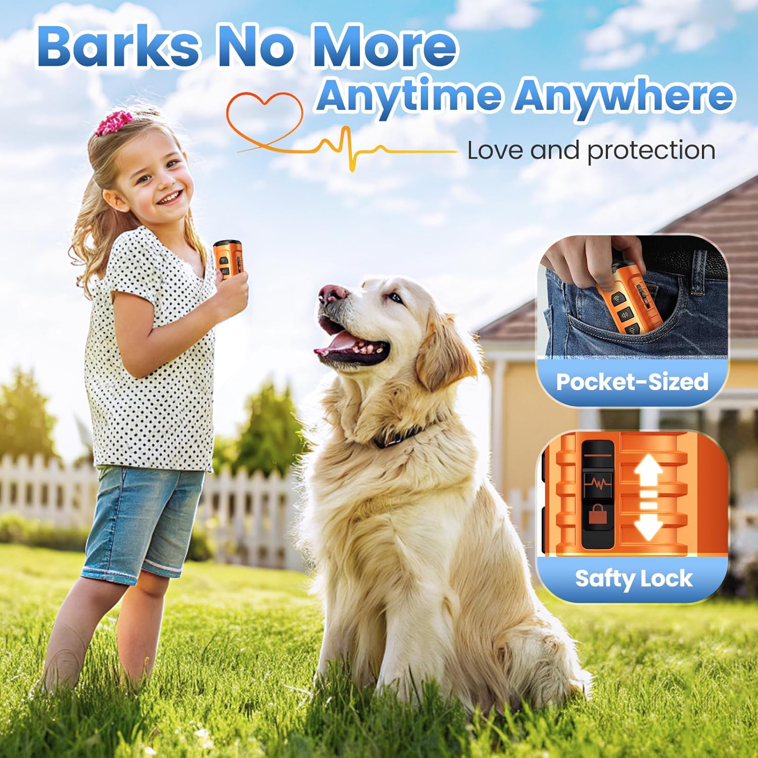 Dog Bark Deterrent Device 3X Anti Barking Device for Dogs, 5 Modes Stop Neighbors Dog Barks No More Safe for All Dogs 50FT Bark Control Indoor Outdoor with Flashlight,Rechargeable Training Device