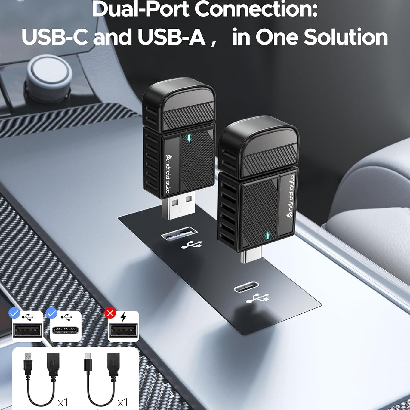 ByteWave Android Auto Wireless Adapter UK, 2025 Wireless Android Auto Adapter [Easy Setup Plug&Play Latency-Free] Converts OEM Wired to Wireless, Compatible with OEM Android Auto Equipped Vehicles