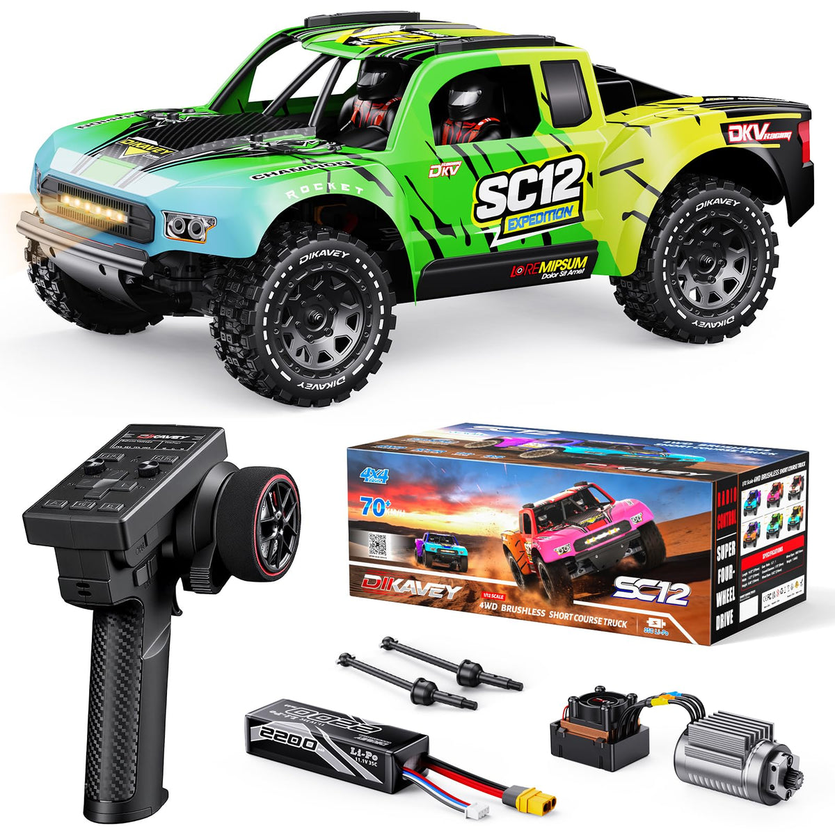 1/12 Brushless Remote Control Car RTR, Rc Drift Short-Course Truck