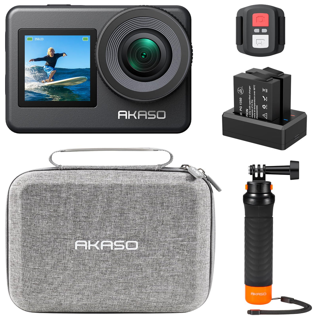 AKASO Brave 7 Action Cam 4K30FPS with 256GB U3 microSDXC Memory Card 20MP WiFi Underwater Camera IPX8 Waterproof Action Camera Ice 2.0 with Touch Screen, Zoom, Voice Control and 2 x 1350 mAh Batteries