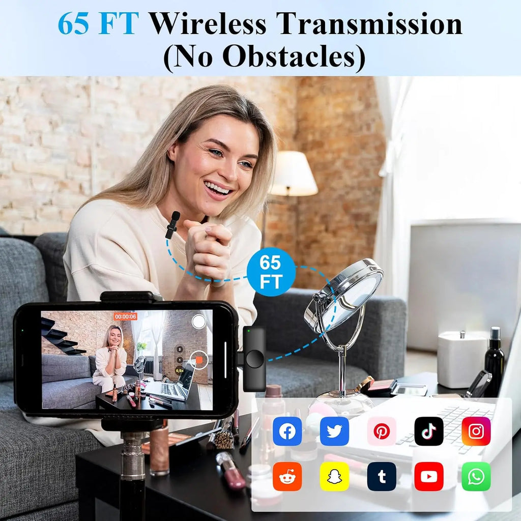 Nefuo 2 Pack Type C Mini Wireless Lavalier Microphone for iPhone 15 & Android Devices, Crystal Clear Sound Quality with Noise Reduction Lapel Microphone Plug-Play for Podcast Vlog YouTube TikTok