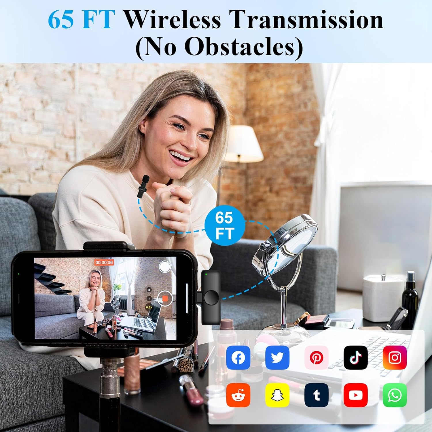 Nefuo 2 Pack Type C Mini Wireless Lavalier Microphone for iPhone 15 & Android Devices, Crystal Clear Sound Quality with Noise Reduction Lapel Microphone Plug-Play for Podcast Vlog YouTube TikTok