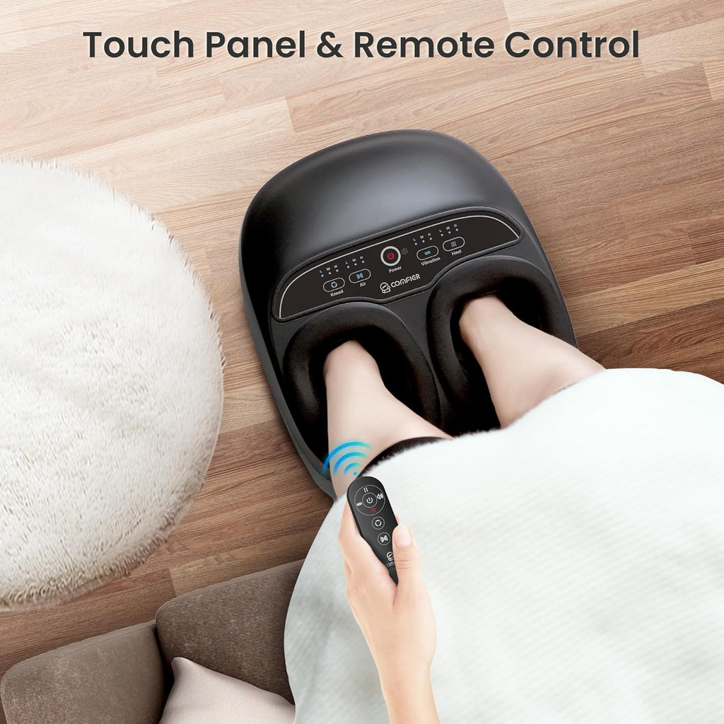 COMFIER Foot Massager with Deep Kneadinng for Pain,Shiatsu Foot Massager with Heat for Plantar Fasciitis,Remote Control,Customizable Settings, Pause Function,Electric Massage Machine Gifts