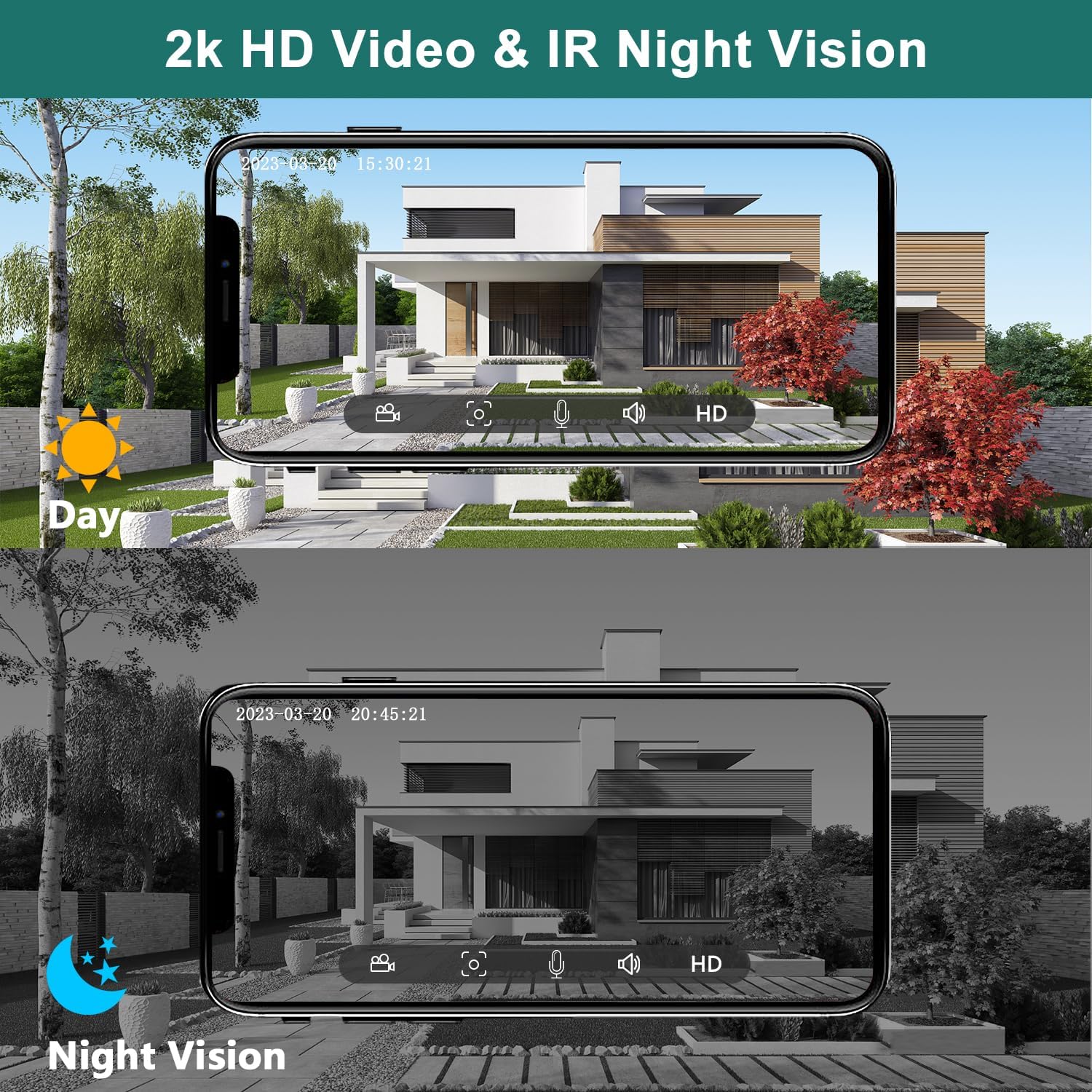 Wireless Video Doorbell Camera with Chime, Voice Changer/Message, PIR Motion Detection, Instant Alerts, 2-Way Audio, 1080P HD, Night Vision, 2.4G WiFi, IP66, Battery Powered, Works with Alexa