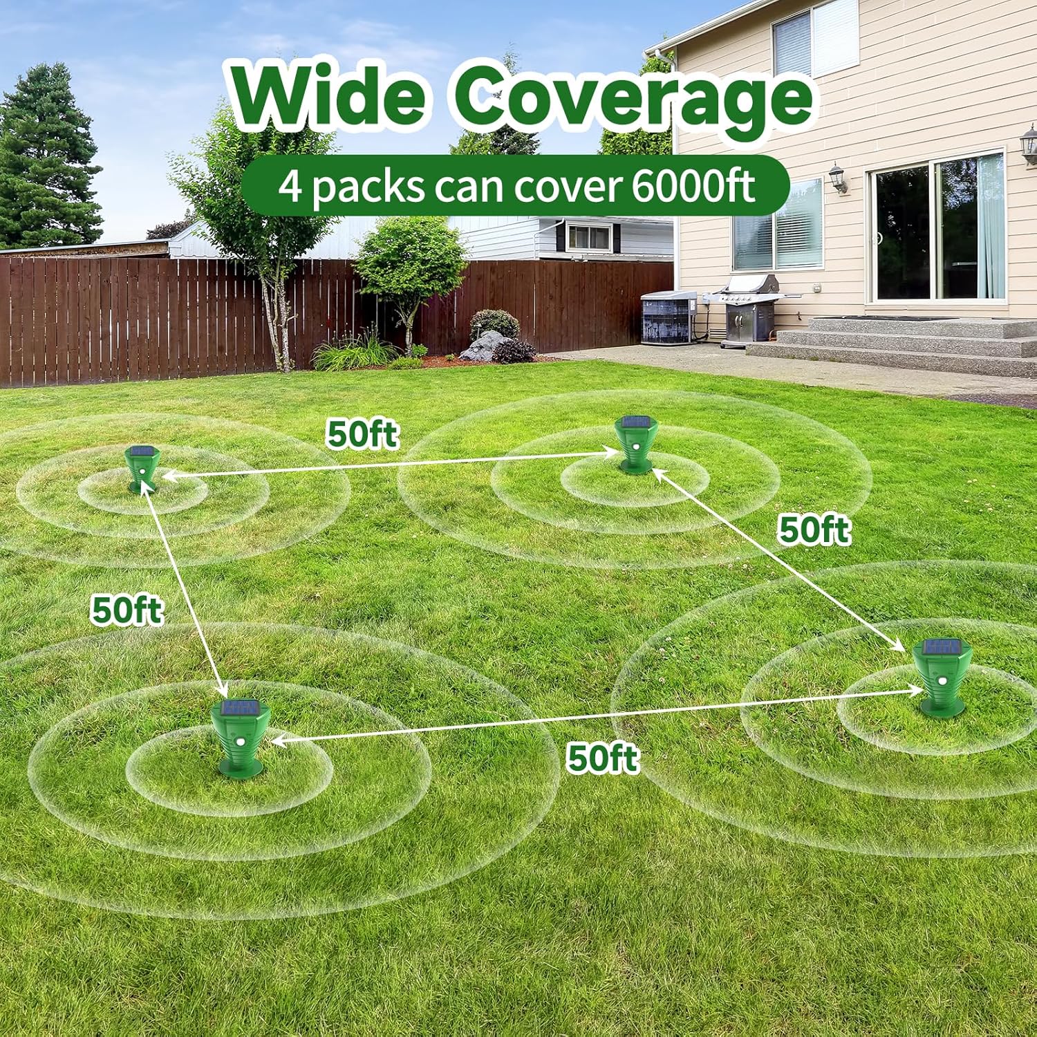 Solar Powered Mole Repellent, 4 Pack Ultrasonic Vole Repeller Outdoor, IP65 Waterproof Snake Deterrent, Gopher Remover Devices, Skunk, Groundhog Repellent for Yard, Garden, Lawn
