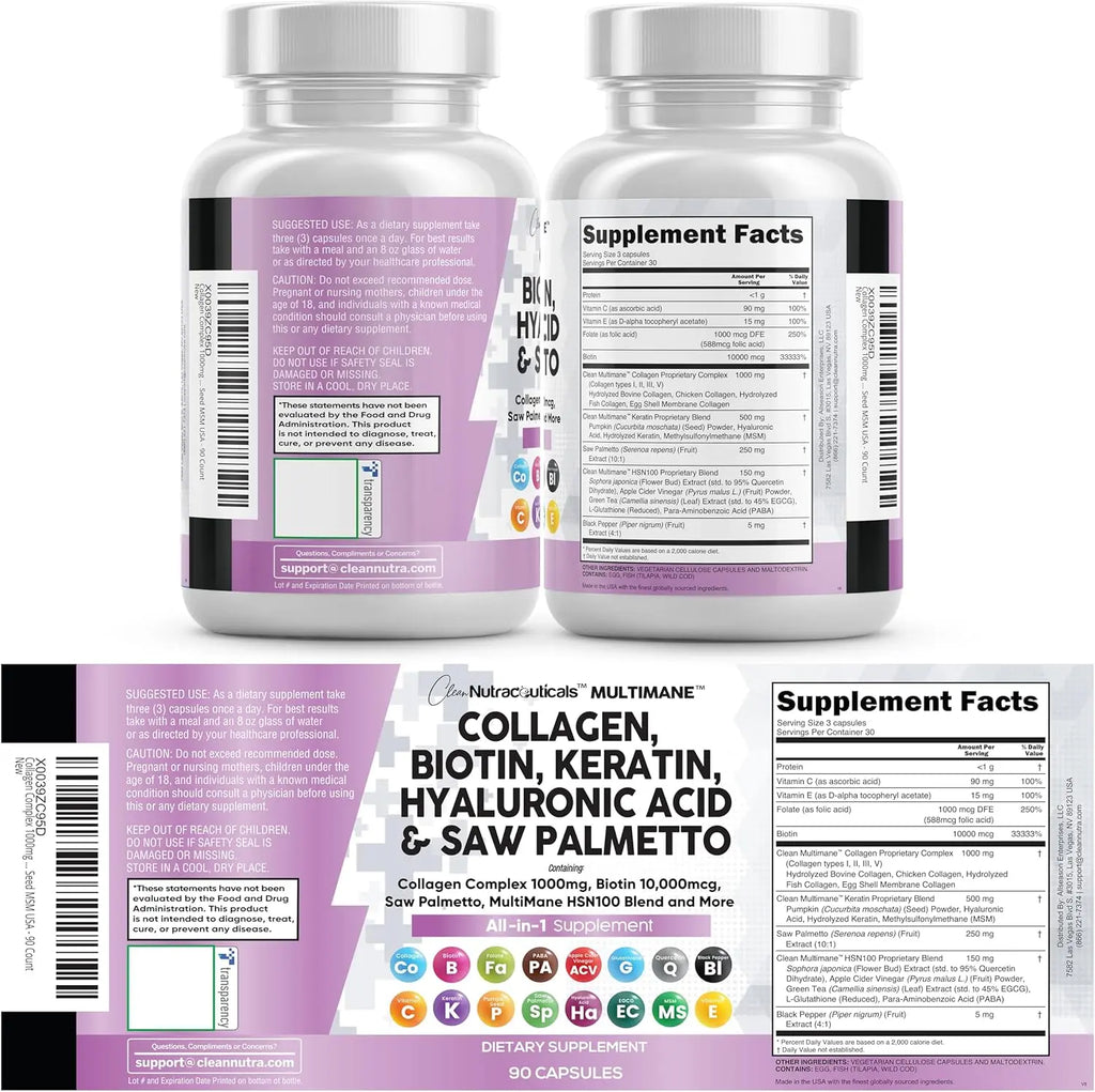 Clean Nutraceuticals supplement back label with suggested use and supplement facts table
