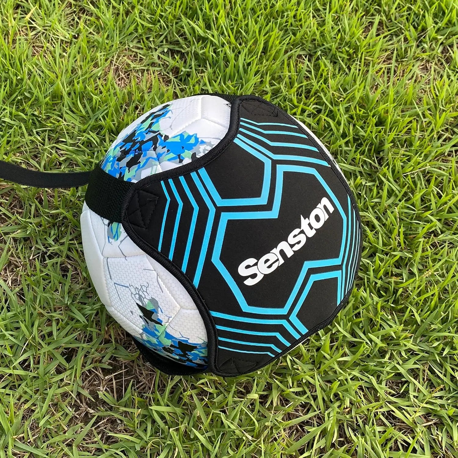 Senston neoprene ball cover on grass for solo soccer practice