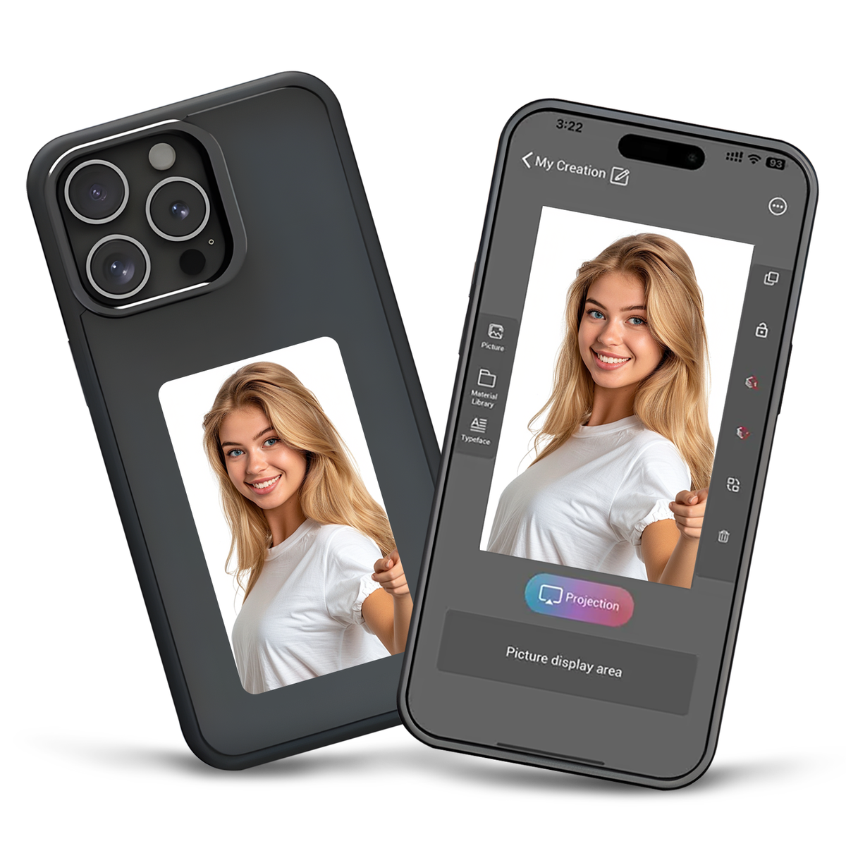 Smart Ink Screen Phone Case Compatible NFC Portrait Digital Case for iPhone E-Ink Picture Mobile Phone Case Display DIY Photo Anti-Scratch Protective Phone Cover Black