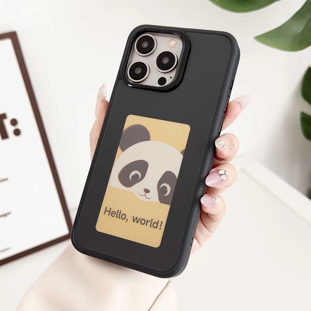 Smart Ink Screen Phone Case Compatible NFC Portrait Digital Case for iPhone E-Ink Picture Mobile Phone Case Display DIY Photo Anti-Scratch Protective Phone Cover Black