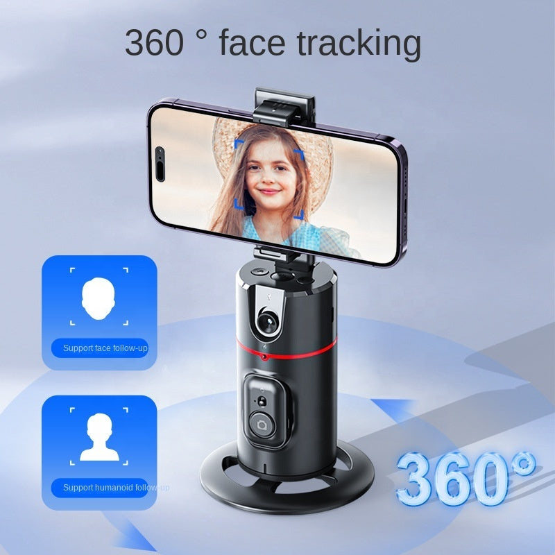 Auto Face Tracking Phone Holder, No App Required, 360° Rotation Face Body Phone Tracking Tripod Smart Shooting Camera Mount for Live Vlog Streaming Video, Rechargeable Battery-Black