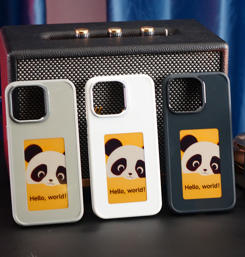 Smart Ink Screen Phone Case Compatible NFC Portrait Digital Case for iPhone E-Ink Picture Mobile Phone Case Display DIY Photo Anti-Scratch Protective Phone Cover Black